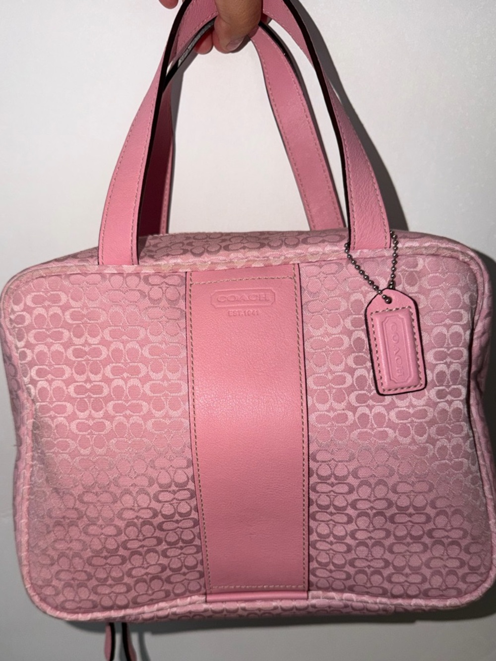 Coach Pink Signature Canvas makeup bag